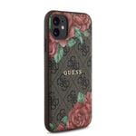 Apple iPhone 11 Kılıf Guess Orjinal Lisanslı M-safe Uyumlu Gül Baskılı 4G Desenli Yazı Logolu Kapak