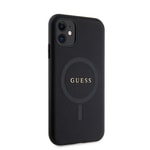 Apple iPhone 11 Kılıf Guess Orjinal Lisanslı M-safe Şarj Özellikli Yazı Logolu Saffiano Classic Kapak