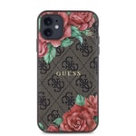 Apple iPhone 11 Kılıf Guess Orjinal Lisanslı M-safe Uyumlu Gül Baskılı 4G Desenli Yazı Logolu Kapak