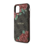 Apple iPhone 11 Kılıf Guess Orjinal Lisanslı M-safe Uyumlu Gül Baskılı 4G Desenli Yazı Logolu Kapak