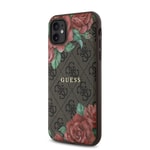 Apple iPhone 11 Kılıf Guess Orjinal Lisanslı M-safe Uyumlu Gül Baskılı 4G Desenli Yazı Logolu Kapak