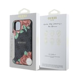 Apple iPhone 11 Kılıf Guess Orjinal Lisanslı M-safe Uyumlu Gül Baskılı 4G Desenli Yazı Logolu Kapak