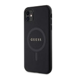 Apple iPhone 11 Kılıf Guess Orjinal Lisanslı M-safe Şarj Özellikli Yazı Logolu Saffiano Classic Kapak