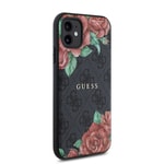 Apple iPhone 11 Kılıf Guess Orjinal Lisanslı M-safe Uyumlu Gül Baskılı 4G Desenli Yazı Logolu Kapak