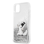 Apple iPhone 11 Kılıf Karl Lagerfeld Sıvılı Simli Choupette Fun Dizayn Kapak