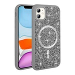 Apple iPhone 11 Kılıf Pırlanta Tasarımlı M-safe Şarj Özellikli Zore Mozaik Silikon Kapak