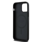 Apple iPhone 12 Kılıf Guess Orjinal Lisanslı M-safe Şarj Özellikli Yazı Logolu Saffiano Classic Kapak