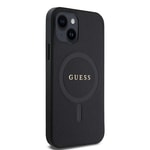 Apple iPhone 12 Kılıf Guess Orjinal Lisanslı M-safe Şarj Özellikli Yazı Logolu Saffiano Classic Kapak
