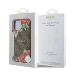 Apple iPhone 12 Kılıf Guess Orjinal Lisanslı M-safe Şarj Özellikli Gül Baskılı 4G Desenli Yazı Logolu Kapak