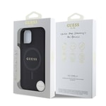 Apple iPhone 12 Kılıf Guess Orjinal Lisanslı M-safe Şarj Özellikli Yazı Logolu Saffiano Classic Kapak