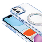 Apple iPhone 12 Kılıf Pırlanta Taş Tasarımlı M-safe Şarj Özellikli Zore Karetta Silikon Kapak