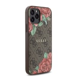 Apple iPhone 12 Pro Kılıf Guess Orjinal Lisanslı M-safe Şarj Özellikli Gül Baskılı 4G Desenli Yazı Logolu Kapak