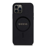 Apple iPhone 12 Pro Kılıf Guess Orjinal Lisanslı M-safe Şarj Özellikli Yazı Logolu Saffiano Classic Kapak
