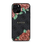 Apple iPhone 12 Pro Kılıf Guess Orjinal Lisanslı M-safe Şarj Özellikli Gül Baskılı 4G Desenli Yazı Logolu Kapak