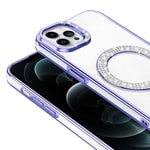 Apple iPhone 12 Pro Kılıf Pırlanta Taş Tasarımlı M-safe Şarj Özellikli Zore Karetta Silikon Kapak