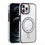 Apple iPhone 12 Pro Kılıf Pırlanta Taş Tasarımlı M-safe Şarj Özellikli Zore Karetta Silikon Kapak