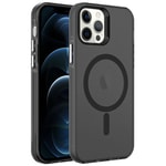 Apple iPhone 12 Pro Kılıf Zore M-safe Şarj Özellikli Buzlu Transparan C-Pro Sert Kapak