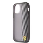 Apple iPhone 12 Pro Max Kılıf Ferrari Orjinal Lisanlı Klasik Metal Logolu Transparan Çizgi Desenli Gradient Kapak