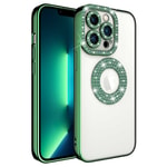 Apple iPhone 12 Pro Max Kılıf Kamera Korumalı Taş Süslemeli Arkası Şeffaf Zore Asya Kapak