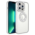 Apple iPhone 12 Pro Max Kılıf Kamera Korumalı Taş Süslemeli Arkası Şeffaf Zore Asya Kapak