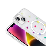 Apple iPhone 13 Kılıf M-Safe Şarj Özellikli Şeffaf Zore Folk Sert Kapak