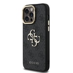 Apple iPhone 13 Pro Max Kılıf Guess Orjinal Lisanslı PU Deri 4G Desenli Metal Büyük 4G ve Yazı Logolu Kamera Standlı Kapak