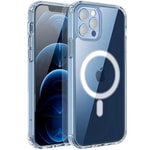 Apple iPhone 13 Pro Max Kılıf M-safe Şarj Özellikli Şeffaf Sert PC Zore Embos Kapak