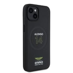 Apple iPhone 14 Kılıf Aston Martin Orjinal Lisanslı M-safe Şarj Özellikli PU Deri Alonso 14 Baskılı Kapak