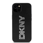 Apple iPhone 14 Kılıf DKNY Orjinal Lisanslı Taşlı DKNY Yazılı Metalik Rhinestones PU Deri Kapak