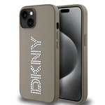 Apple iPhone 14 Kılıf DKNY Orjinal Lisanslı Taşlı DKNY Yazılı Metalik Rhinestones PU Deri Kapak