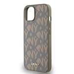 Apple iPhone 14 Kılıf DKNY Orjinal Lisanslı M-safe Şarj Özellikli 3D Yazılı Grid Pattern Kapak