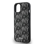 Apple iPhone 14 Kılıf DKNY Orjinal Lisanslı M-safe Şarj Özellikli 3D Yazılı Grid Pattern Kapak