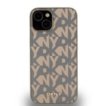 Apple iPhone 14 Kılıf DKNY Orjinal Lisanslı M-safe Şarj Özellikli 3D Yazılı Grid Pattern Kapak