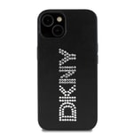 Apple iPhone 14 Kılıf DKNY Orjinal Lisanslı Taşlı DKNY Yazılı Metalik Rhinestones PU Deri Kapak