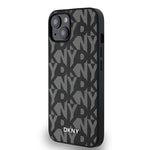 Apple iPhone 14 Kılıf DKNY Orjinal Lisanslı M-safe Şarj Özellikli 3D Yazılı Grid Pattern Kapak