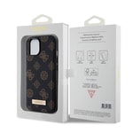 Apple iPhone 14 Kılıf Guess M-safe Şarj Özellikli PU Deri Desenli Metal Plaka Logolu Kapak