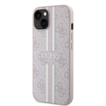 Apple iPhone 14 Kılıf Guess Orjinal Lisanslı M-safe Şarj Özellikli 4G Şerit Tasarımlı Printed Kapak