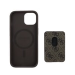 Apple iPhone 14 Kılıf Guess Orjinal Lisanslı M-safe Şarj Özellikli 4G Desenli Çizgili Kartlıklı Kapak