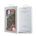 Apple iPhone 14 Kılıf Guess Orjinal Lisanslı M-safe Şarj Özellikli Gül Baskılı 4G Desenli Yazı Logolu Kapak