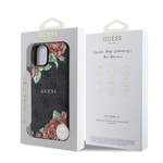 Apple iPhone 14 Kılıf Guess Orjinal Lisanslı M-safe Şarj Özellikli Gül Baskılı 4G Desenli Yazı Logolu Kapak