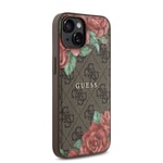 Apple iPhone 14 Kılıf Guess Orjinal Lisanslı M-safe Şarj Özellikli Gül Baskılı 4G Desenli Yazı Logolu Kapak