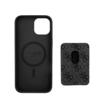 Apple iPhone 14 Kılıf Guess Orjinal Lisanslı M-safe Şarj Özellikli 4G Desenli Çizgili Kartlıklı Kapak