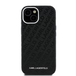 Apple iPhone 14 Kılıf Karl Lagerfeld Orjinal Lisanslı PU Deri Damgalı Metal Yazı Logolu Kapak