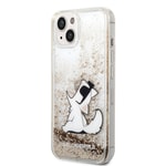 Apple iPhone 14 Kılıf Karl Lagerfeld Sıvılı Simli Choupette Dizayn Kapak