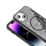 Apple iPhone 14 Kılıf M-safe Şarj Özellikli Parlayan Simli Zore Okso Kapak