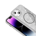 Apple iPhone 14 Kılıf M-safe Şarj Özellikli Parlayan Simli Zore Okso Kapak