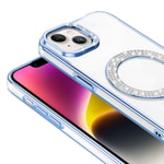 Apple iPhone 14 Kılıf Pırlanta Taş Tasarımlı M-safe Şarj Özellikli Zore Karetta Silikon Kapak