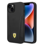 Apple iPhone 14 Plus Kılıf Ferrari Orjinal Lisanslı M-safe Şarj Özellikli Deri Kenarları Damgalı Dizayn Kapak