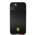 Apple iPhone 14 Plus Kılıf Ferrari Orjinal Lisanslı M-safe Şarj Özellikli Karbon İtalyan Bayrak Dizayn Kapak