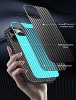 Apple iPhone 14 Plus Kılıf ​​​​​Wiwu Karbon Fiber Görünümlü M-safe Wireless Şarj Özellikli Kabon Kapak